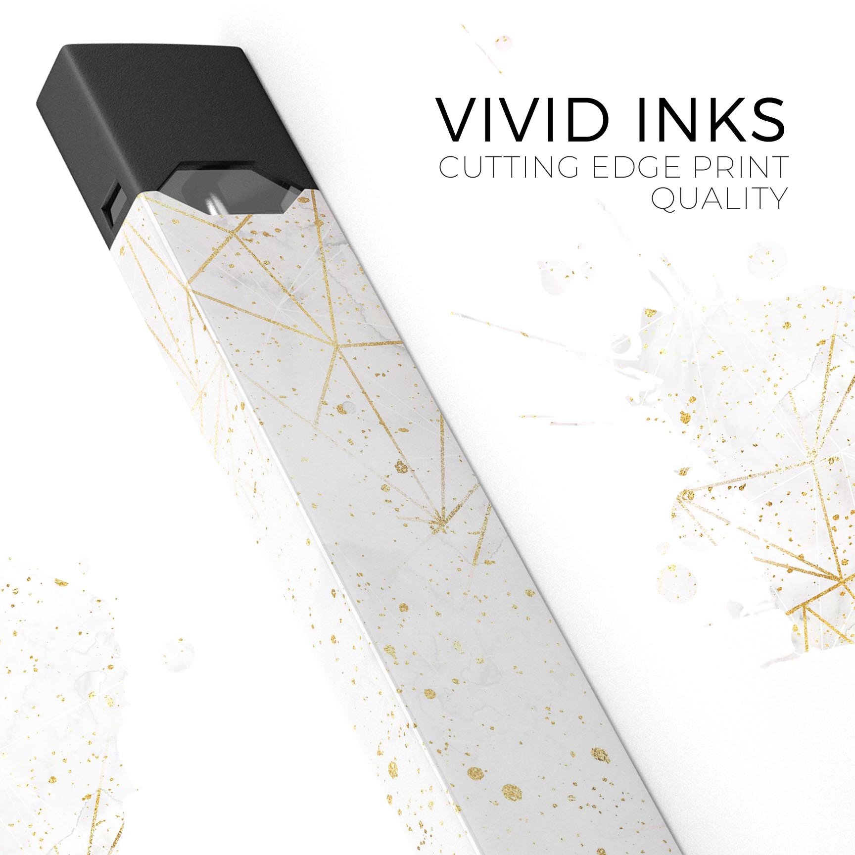 Karamfila Watercolor & Gold V5 skin-wrap for JUUL device, showcasing vibrant colors and premium design.